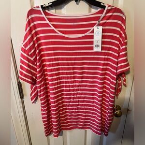 NWT Draper James Striped tie sleeve top tee